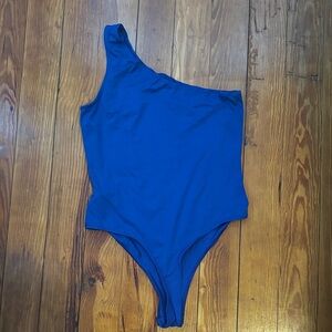 One shoulder royal blue bodysuit